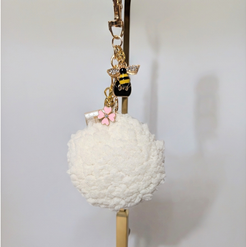 ✨ Luxury Handcrafted JoJo Styles Bag Charm – Sherpa Pom & Bee Accent ✨